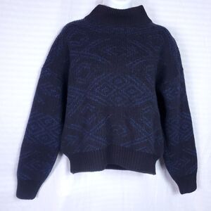 Vintage Ciao Sportswear Wool Blend Women Sweater Long Sleeve Navy Blue